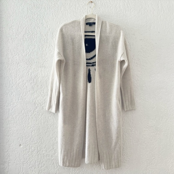 Skull Cashmere Jansen Eye Cardigan Duster Sweater Open Front Long Boho Cream XS - Picture 3 of 13
